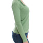 Elegant Green Striped Wool Blend Sweater