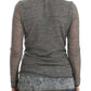 Elegant Gray Wool Blend Deep V-neck Sweater