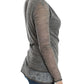 Elegant Gray Wool Blend Deep V-neck Sweater