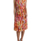 Elegant Floral Silk Midi Dress with V-Neck