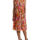 Elegant Floral Silk Midi Dress with V-Neck