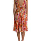 Elegant Floral Silk Midi Dress with V-Neck