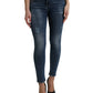 Elegant Mid Waist Stretch Jeans in Blue