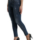 Elegant Mid Waist Stretch Jeans in Blue