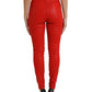 Elegant High-Waist Stretch Denim in Red