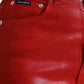 Elegant High-Waist Stretch Denim in Red