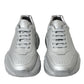 Elegant Silver Calfskin Leather Sneakers