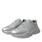 Elegant Silver Calfskin Leather Sneakers