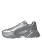 Elegant Silver Calfskin Leather Sneakers