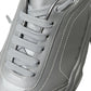 Elegant Silver Calfskin Leather Sneakers