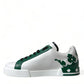 Elegant White Crown Leather Sneakers