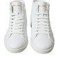 Elegant White Leather High Top Sneakers