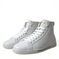 Elegant White Leather High Top Sneakers