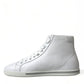 Elegant White Leather High Top Sneakers