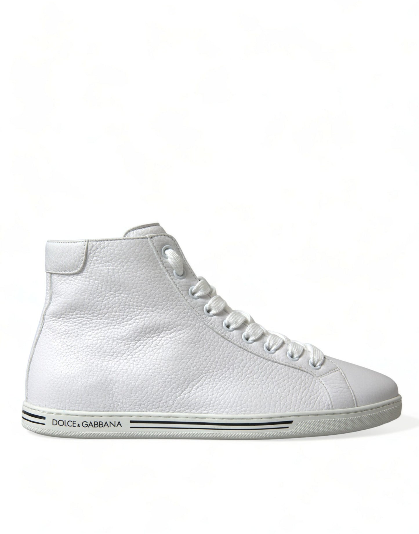 Elegant White Leather High Top Sneakers