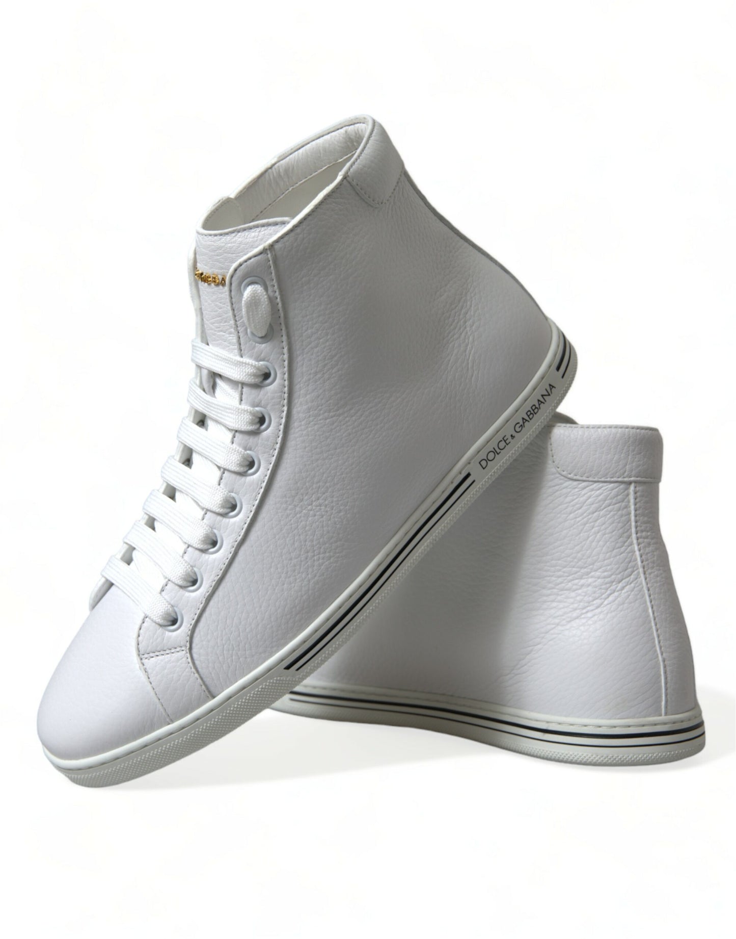 Elegant White Leather High Top Sneakers