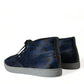 Chic Blue Leopard Print Mid-Top Sneakers