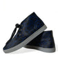 Chic Blue Leopard Print Mid-Top Sneakers