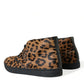 Elegant Leopard Print Mid-Top Sneakers