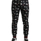 Elegant Silk Jogging Trousers with Ring Print