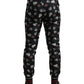 Elegant Silk Jogging Trousers with Ring Print