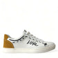 Sleek White Low Top Leather Sneakers