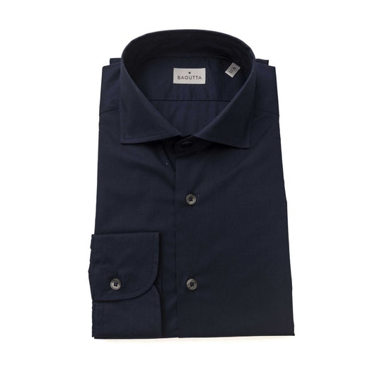 Blue Cotton Men's Slim Shirt