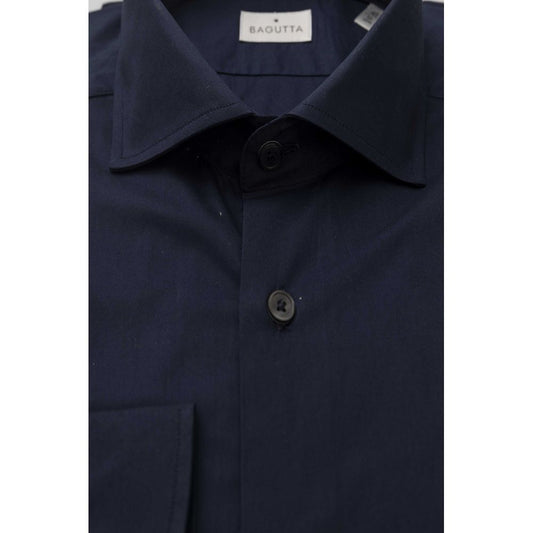 Blue Cotton Men Slim Fit Shirt