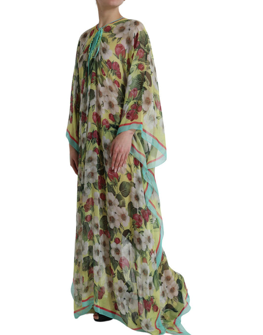 Elegant Floral Silk Maxi Dress