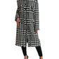 Elegant Houndstooth Long Trench Coat