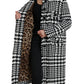 Elegant Houndstooth Long Trench Coat