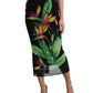 Floral High Waist Silk Midi Skirt