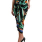 Black Strelitzia High Waist Wrap Midi Skirt