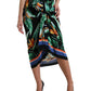 Black Strelitzia High Waist Wrap Midi Skirt