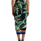 Black Strelitzia High Waist Wrap Midi Skirt