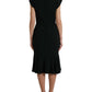 Elegant Black Stretch Cady Midi Dress