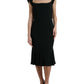 Elegant Black Stretch Cady Midi Dress