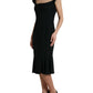 Elegant Black Stretch Cady Midi Dress