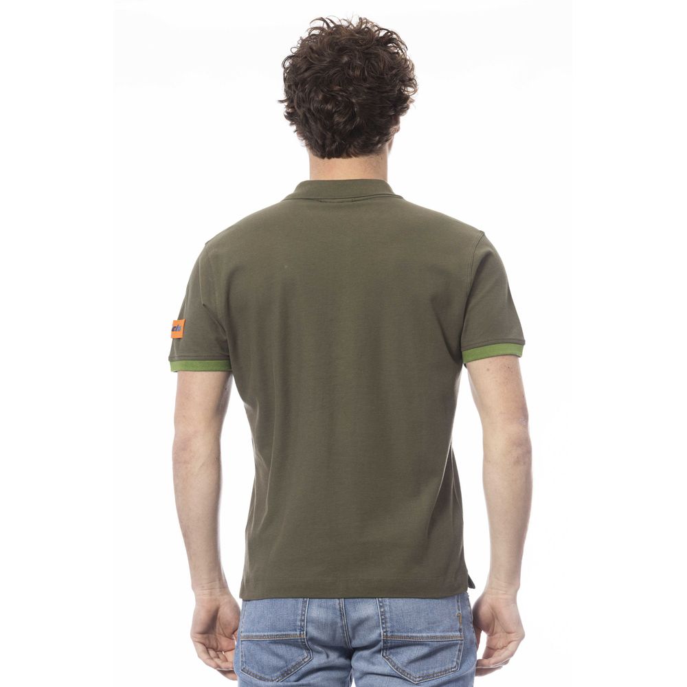 Green Cotton Men Polo Shirt