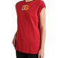 Elegant Red Cotton Crew Neck Tank Top