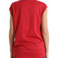 Elegant Red Cotton Crew Neck Tank Top