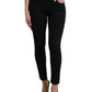 Elegant Black Mid-Waist Stretch Jeans