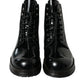 Elegant Black Leather Mid Calf Men's Boots