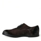 Elegant Brown Velvet Oxford Lace-up Shoes