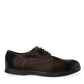 Elegant Brown Velvet Oxford Lace-up Shoes