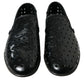 Elegant Black Leather Perforated Loafers