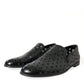 Elegant Black Leather Perforated Loafers