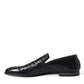 Elegant Black Leather Perforated Loafers