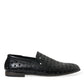 Elegant Black Leather Perforated Loafers