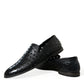 Elegant Black Leather Perforated Loafers